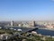 Aerial view of Cairo city, Panoramic view and the skyline of the city with the river Nile, skyscrapers, modern buildings