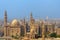 Aerial view of Cairo city from Salah Al Deen Citadel with Al Sultan Hassan and Al Rifai Mosques, Cairo, Egypt