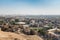 Aerial view of Cairo of crowded buildings with dust sky from Saladin Citadel of Cairo