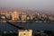 Aerial view of cairo with nile during sunset in egypt in africa