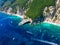 Aerial view of Cala Mariolu, Italy, east coast of Sardinia, Orosei gulf