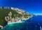 Aerial view of Cala Mariolu, Italy, east coast of Sardinia, Orosei gulf