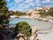 AERIAL VIEW OF CALA NAPOLETANA BEACH IN CAPRERA,SARDINIA