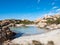 AERIAL VIEW OF CALA NAPOLETANA BEACH IN CAPRERA,SARDINIA