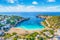 Aerial view of Cala Vadella, Ibiza islands