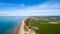 Aerial view of Calais city and harbor, France