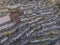 Aerial view of Calitri township on hillside, a colourful town in Irpinia, Avellino, Italy