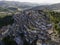 Aerial view of Calitri township on hillside, a colourful town in Irpinia, Avellino, Italy