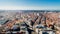 Aerial view of Calle de Alcala and Calle Gran Via.Panoramic aerial view of Gran Via, main shopping street in Madrid