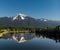 Aerial View of Calm Mountain Reflection