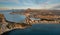 Aerial view Calpe city, Penyal d Ifac Natural Park. Spain