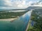 Aerial view of Camden Haven Inlet.