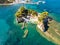 Aerial view of Cameo Island in Zakynthos Zante island, in Gree