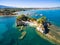 Aerial view of Cameo Island in Zakynthos Zante island, in Gree