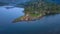 Aerial view, camp on the edge of a Sermo reservoir