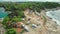 Aerial view of the Camping site with parked motorhomes in Croatia