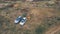 aerial view of campsite two suv car with camping chairs. people resting outdoors