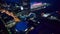 Aerial view of Canada Place and city harbour in Vancouver at night