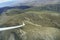 Aerial view of Canterbury landscape through perspex canopy from within glider cockpit in flight