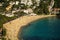 Aerial view of Canyelles beach in the city of Roses