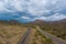 Aerial view canyon with cacti on mount near scenic highway in Arizona