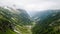 Aerial view of the canyon high in the Alpine mountains