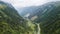 Aerial view of the canyon high in the Alpine mountains