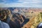 Aerial view of canyons in Grand Canyon National Park from helicopter