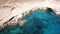 Aerial view Cape Cavo Greco. Bright sky and crystal water. . Mediterranean Sea. Cyprus