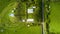 Aerial view on Cape Egmont lighthouse with farmland on the background. Taranaki region, New Zealand