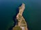 aerial view of Cape Kaliakra, Bulgaria's enchanting headland. Marvel at the majestic cliffs, ancient fortress, and