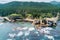 Aerial view of cape Ptichiy near by cape Velikan, Sakhalin island, Russia Sahalin. Wind and sea erosion.