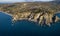 Aerial view of Capo Vaticano, Calabria, Italy. Ricadi. Lighthouse. Coast of the Gods. Promontory of the Calabrian coast