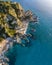 Aerial view of Capo Vaticano, Calabria, Italy. Ricadi. Lighthouse. Coast of the Gods. Promontory of the Calabrian coast