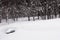 Aerial view of car covered with thick snow at Mount Hakkoda in