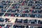 Aerial view of car crowded parking lot