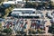 Aerial view of car parking and cars in rows