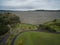 Aerial view of Cardinia Reservoir Lake and rural surroundings