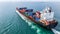 Aerial view cargo container ship sailing, container cargo ship i