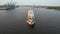 Aerial View of Cargo Container Ship Sailing the Delaware River