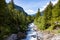 Aerial view of Cascade du Rouget Rouget Waterfalls in Sixt-fer-a-cheval in Haute-Savoie France