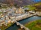 Aerial view of castle and bridge of Estaing