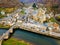Aerial view of castle and bridge of Estaing