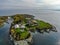 Aerial view of Castle Hill Inn beachfront luxury hotel, Newport, Rhode Island, USA.