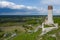 Aerial view of Castle Hill in Olsztyn. Medieval fortress ruins in the Jura region near Czestochowa. Poland. Central Europe