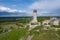 Aerial view of Castle Hill in Olsztyn. Medieval fortress ruins in the Jura region near Czestochowa. Poland. Central Europe