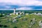 Aerial view of Castle Hill in Olsztyn. Medieval fortress ruins in the Jura region near Czestochowa. Poland. Central Europe