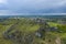 Aerial view of Castle Hill in Olsztyn. Medieval fortress ruins in the Jura region near Czestochowa. Poland. Central Europe