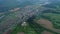 Aerial view of castle Slovenska Lupca and village of the same name under it during cloudy spring day. Banska Bystrica region