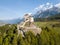 Aerial view of Castle Tarasp, Graubuendon, Switzerland